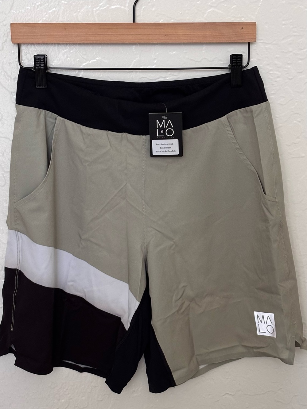 Malo Olive, Black & White Athletic Shorts
